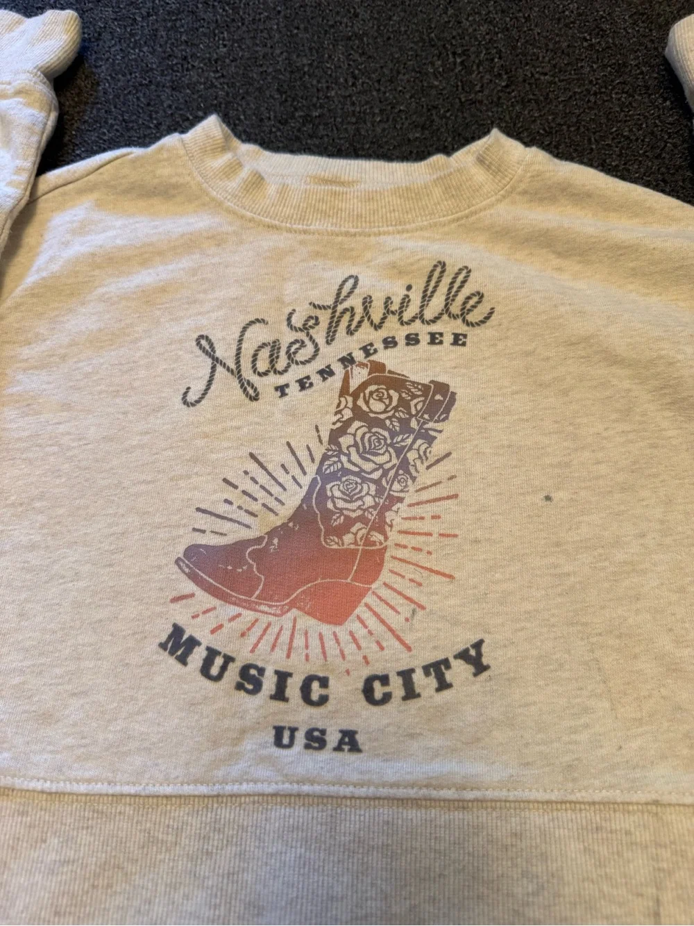 OshKosh B'gosh Nashville Music City Cropped Graphic Sweatshirt -Girl's Size 6-6X